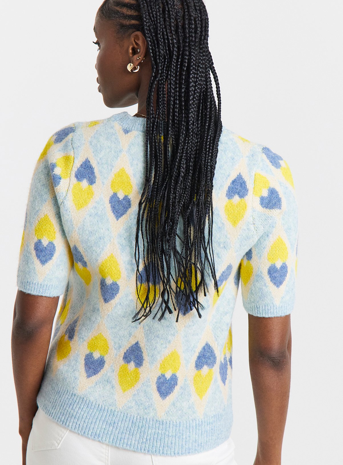 SIMPLY BE Heart Jacquard Short Sleeve Jumper 28-30 - Image 2 thumbnail